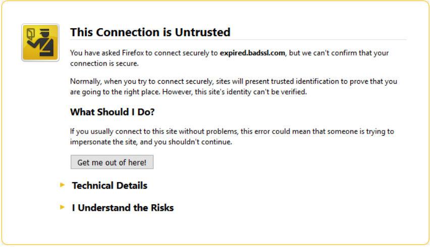 TLS Warning Page in Firefox